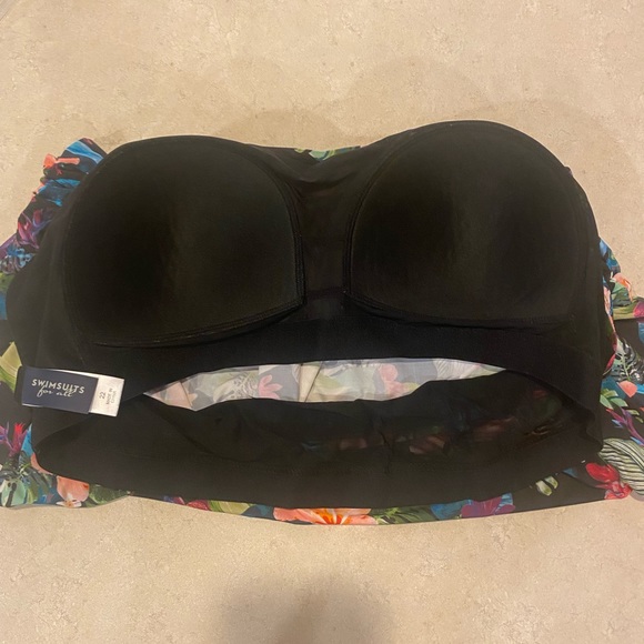 Swimsuits for All women size 22 blouson tankini swim top black floral. - Picture 2 of 5
